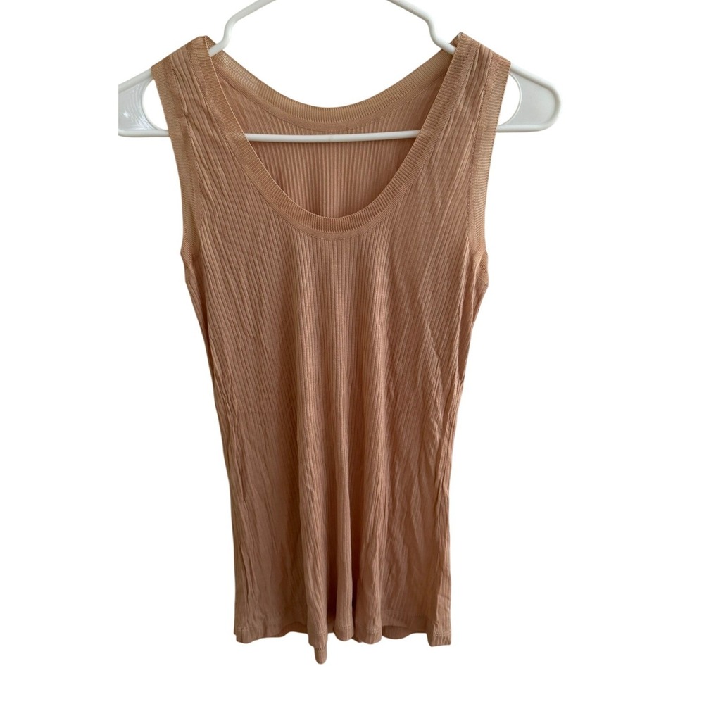 T by Alexander Wang Ribbed Tank Top Nude Peach Viscose Scoop Neck Small